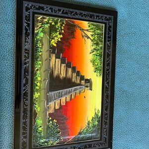 Vtg Hand Painted  Aztec Mexican Clay Tile